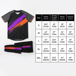 ชุดเสื้อเบสบอลแบบกำหนดเองของ Eierter สีดำ สีม่วง สีส้ม พิมพ์ลายแบบ Sublimation โพลีเอสเตอร์ 100% ระบายอากาศได้ดี ขนาดผู้ใหญ่ S XXL - Product Image 1