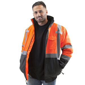 Chaqueta de Seguridad de Alta Visibilidad Reflectante para Trabajo de Construcción, Manga Larga, Unisex, Invierno, Impermeable, Forro Polar - Product Image 1