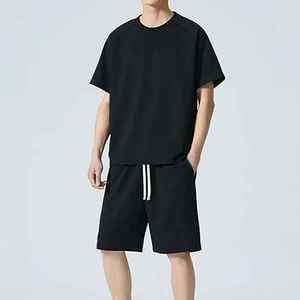 Ensemble T-shirt et short en coton noir pour homme 2026 – Tenue décontractée respirante en maille pour l'été – Fabricant de marques privées - Product Image 6