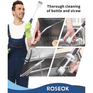 Spazzola 2-in-1 Blu Navy con Manico Lungo per Pulizia Bottiglie e Cannucce, per Bottiglie Sportive in Vetro e Tazze da Caffè, Confezione da 1 - Product Image 3