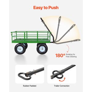Chariot de jardin en acier robuste de 1200 lb - Remorque utilitaire en métal traînable pour cour - Product Image 6