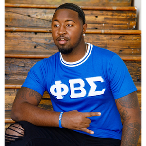 Phi Beta Sigma Royal <b>White</b> Chenille T Shirt Mens Greek Letter <b>Tee</b> Premium Fraternity Apparel Short Sleeve Classic Fit - Product Image 1