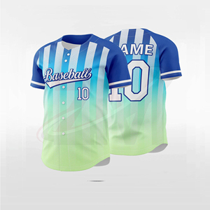 Camiseta de Béisbol Sublimada Personalizada con Diseño a Rayas, Malla Transpirable, Manga Corta, Unisex, Ropa Deportiva para Adultos, Número 10 - Product Image 1