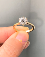 Bague de fiançailles solitaire à taille ronde en argent et or 14K 18K, bague classique à 4 griffes avec diamant de laboratoire certifié IGI, pour promesse ou mariage