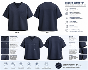 Haut de blouse médicale unisexe personnalisé de haute qualité, coupe ample, manches courtes, col ras du cou, en sergé respirant et extensible, pour usage hospitalier - Product Image 5