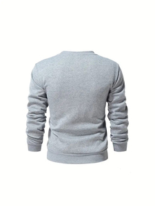 Sweat-shirt à col rond uni pour homme Coupe classique Tricoté Décontracté Manches longues Noir - Product Image 5