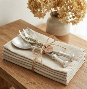 <b>Brush</b> Silver Bamboo Salad Server Set Matte Silver Hand finished Luxury For Home Hotel Restaurant Tableware And Household Use - Product Image 3