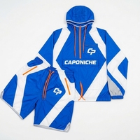 Ensemble veste et short unisexe personnalisé, imprimé, écologique, en nylon, avec fermeture éclair, à capuche, imperméable, léger, vêtements décontractés