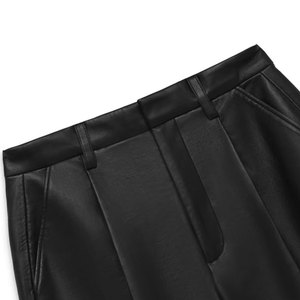 LUXE ATTIRE INDUSTRY Women <b>PU</b> Leather Skorts High Waist Elastic Waist Wide Leg Casual Knitted Loose Fit Custom Logo OEM - Product Image 5
