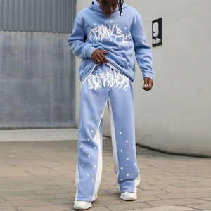 Conjunto Deportivo Personalizado de Felpa Francesa, Sudadera con Capucha y Pantalones Deportivos de Pierna Recta con Logotipo Personalizado DTG, Algodón Grueso - Product Image 1