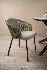 Chaise de salle à manger moderne de haute qualité avec accoudoirs en tissu et pieds en métal pour usage commercial et résidentiel - Product Image 5