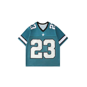 Maillot de football américain pour homme, vert sarcelle, numéro 23, en twill, col en V, manches courtes, coupe classique, respirant, en polyester - Product Image 1