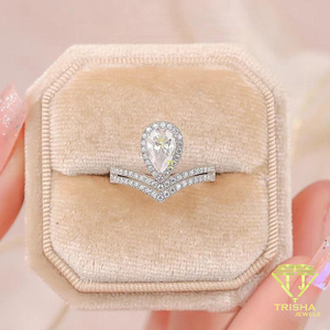 Anillo de compromiso de moissanita con corte de pera y piedras laterales brillantes, joyería nupcial de plata de ley, regalo de lujo para mujer - Product Image 2