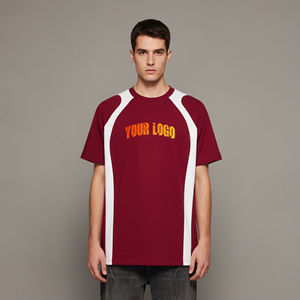 T-shirts décontractés en coton 100 % surdimensionnés pour hommes, style urbain, avec logo imprimé en 3D en relief, panneaux blancs respirants, vente en gros - Product Image 4