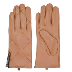 Leather <b>Gloves</b> Wrist Length Quilted Design Unlined Thermal Warmth Daily Use Winter Style Plain Color Options - Product Image 2