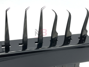 Print Logo Eyelash Tweezers Nano Grip Tweezers Custom Private Label Lash Extension Tweezers 6-Piece Black Stand - Product Image 5