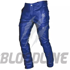 Pantalones de Motocicleta de Cuero Negro para Hombre BLOODLINE INTERNATIONAL BI-MP-057, Transpirables, Resistentes al Viento, Estilo Racing, para Invierno - Product Image 4