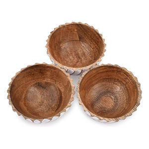 ชุดชามไม้ธรรมชาติสีขาวแบบโบราณชามไม้มะม่วง3ชิ้นสำหรับสร้างความบันเทิงอาหารว่างขนาดเล็กเคาน์เตอร์ห้องครัวชามลูกอม - Product Image 2