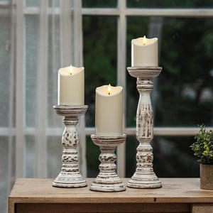 Juego de portavelas de madera tallada a mano de alta calidad de 3 portavelas de madera de mango soporte para decoración de eventos de Navidad a granel - Product Image 2