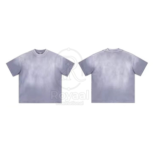 Camiseta de algodón 100% de corte holgado con estampado efecto desgastado para hombre, con logo personalizado, al mejor precio. - Product Image 2