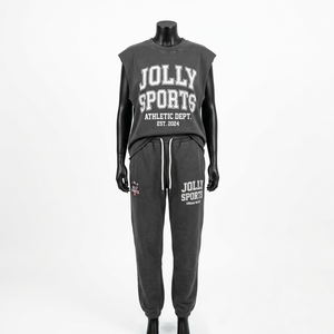 Conjunto de Pantalones Jogger y Camiseta sin Mangas de Algodón Premium de 200 GSM, Color Naranja Mostaza, Estilo Urbano, Logotipo Serigrafiado, Conjuntos para Mujer - Product Image 1