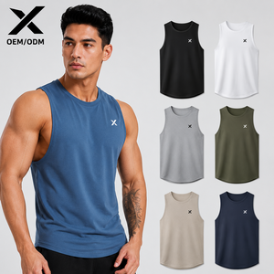X Sports City เสื้อกล้ามผู้ชายหลากสี, เสื้อกล้ามคอกลมแขนกุดผ้าฝ้ายสแปนเด็กซ์ผสมดีไซน์อินเทรนด์ - Product Image 1