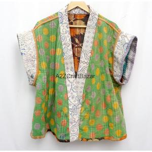 เสื้อแจ็คเก็ตแขนสั้นผ้าฝ้าย 100% ระบายอากาศได้ดี เป็นมิตรกับสิ่งแวดล้อม แบบควิลท์สองด้าน สไตล์วินเทจสำหรับผู้หญิง รุ่นใหม่ล่าสุด - Product Image 2