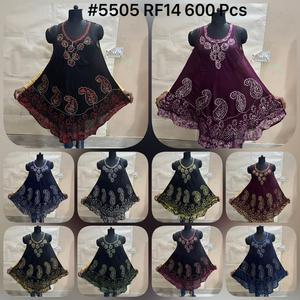 Vestido de invierno Batik Umbrella 100% algodón con encaje, botones, tejido con silueta de capullo, mini, cuello en V, sin mangas, antiarrugas, transpirable - Product Image 3