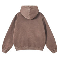 Vente en gros usine – Sweat à capuche unisexe surdimensionné en coton 100 % délavé à l'acide, style vintage, marron, molleton 300g, avec poche kangourou