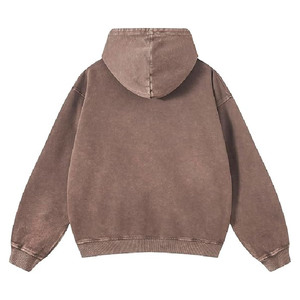 Factory Wholesale Custom 100% Cotton Acid Wash Pullover Hoodie Unisex Oversized Vintage <b>Brown</b> <b>Fleece</b> 300g Kangaroo Pocket - Product Image 2