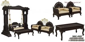 Unique Living Room <b>Swing</b> and Sofa <b>Set</b> Royal Black Sofa with <b>Swing</b> <b>Set</b> for Living Room Traditional Hand Carved <b>Swing</b> Sofa <b>Set</b> USA - Product Image 2