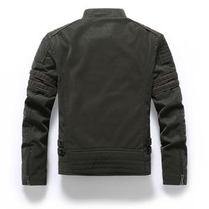 Veste en cuir d'hiver Fleece Warm Causal Motorcycle Embroidery PU Coats Fashion Multi-pocket Vintage Outwear Male Autumn Jackets - Product Image 2