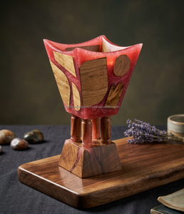 Mejor quemador de incienso artesanal de resina epoxi con purpurina y madera, diseño de desierto de Oriente Medio, quemador Madhkhan. - Product Image 6