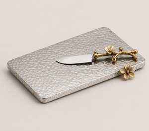 Luxury Metal Modern Cheese Board Decorative <b>Tray</b> Charcuterie Platter Cheese Knife & Serving Set - Product Image 2