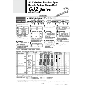 Catégorie de produit CJ2B16-20Z de cylindre d'air pneumatique SMC - Product Image 1