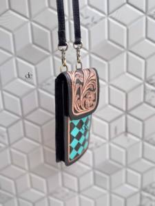 Bolso de Mano de Lujo para Teléfono, Bolso de Cuero Tallado a Mano, Bolsos Pequeños con Patrón de Damas, Bolsa de Diseño Único - Product Image 2