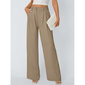 2025 femmes respirant jambe large robe pantalon affaires tenues décontractées avec taille élastique froissé Techniques pour filles dames - Product Image 4