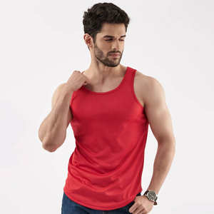 เสื้อกล้ามผ้าฝ้ายสีแดงล้วนแบบใหม่สำหรับผู้ชาย ระบายอากาศได้ดี แห้งเร็ว เหมาะสำหรับออกกำลังกาย วิ่ง และเล่นกีฬา - Product Image 2