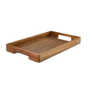 Plateau de service carré tendance en bois de manguier fait main avec poignées circulaires en métal – Idéal pour le thé, le café et les aliments en cuisine - Product Image 3