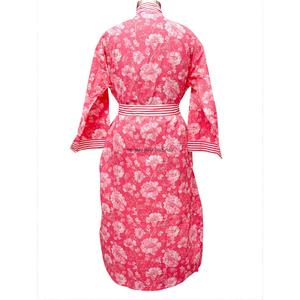 Bata Kimono Floral 100% Algodón para Mujer, Cierre con Cinturón, Secado Rápido, Lavable a Máquina, Cuello en V, Manga Larga, Largo Completo, Transpirable y Suave - Product Image 6