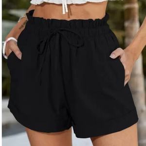 Shorts Casuales de Verano para Mujer, Cintura Alta, Elásticos, Transpirables, Corte Holgado, Color Sólido, Últimos Modelos de Moda para Gimnasio - Product Image 2