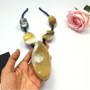 Handmade Real Buffalo Horn Necklace Unique Quality Classic Style Party Chain by Indian Artisans Natural Color Fashion - Product Image 4