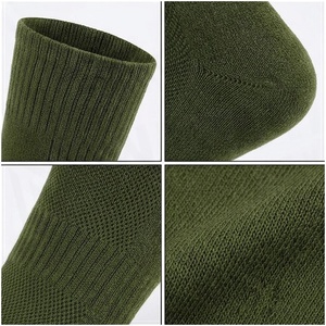 Crew <b>Socks</b> Solid Olive Green 100% Cotton Breathable Knitted for Adults Casual Daily Wear Autumn Season - Product Image 4