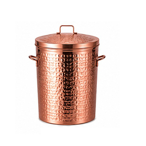 Cubo de Basura Cilíndrico de Metal con Tapa, Contenedor de Basura Doméstico para Interiores y Exteriores, Estilo Clásico - Product Image 4