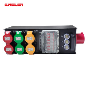 Boîte <span class=keywords><strong>de</strong></span> distribution d'alimentation portable <span class=keywords><strong>pour</strong></span> scène DJ et discothèque, 6 prises, 16A, 5 broches, 32A, étanche, distributeur d'alimentation CEE - Product Image 1