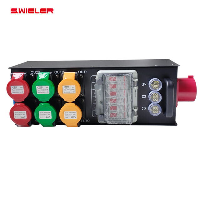Portable Stage DJ Disco Power Distribution Equipment Box 6 Outlet Channel 16A Socket 5pin 32A Waterproof Cee Power Distributor
