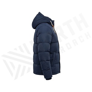 Hooded <b>Quilted</b> Jacket Winter Windproof Full Sleeve Solid Color Thick Polyester Filling Regular Length <b>Single</b> Breasted - Product Image 3