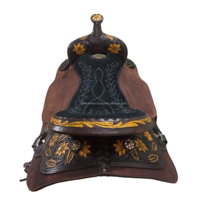 Selle de cheval western en cuir véritable magnifiquement fabriquée à la main, idéale pour le plaisir de l'équitation et des courses de barils en gros - Product Image 4