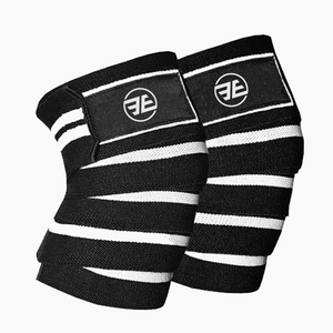 Genouillères en néoprène à fermeture par tirette, rayures noires et blanches, design respirant pour la musculation, protection complète, unisexe, toutes tailles - Product Image 1
