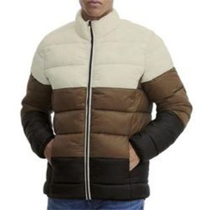 2024 Customized Men's High-Grade <b>Waterproof</b> Two Tone Winter Puffer Jacket Windproof <b>Warm</b> Zipper Closure Hooded Varsity Jacket - Product Image 2